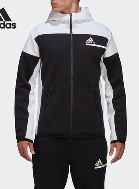 Adidas/阿迪达斯男子足球运动训练针织休闲连帽夹克外套 GM6533