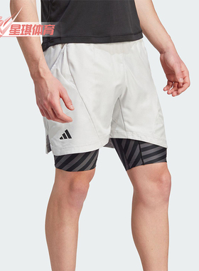 Adidas/阿迪达斯正品AeroreadyTwo-In-OnePro网球经典短裤IU3204