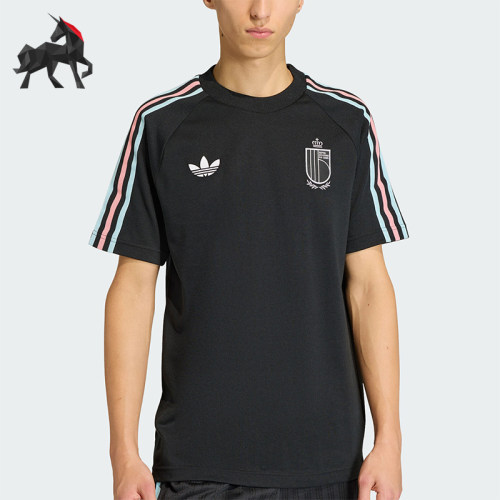 Adidas/阿迪达斯正品三叶草男士运动针织透气圆领修身T恤JZ2207