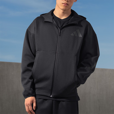 阿迪达斯男士款连帽休闲宽松外套