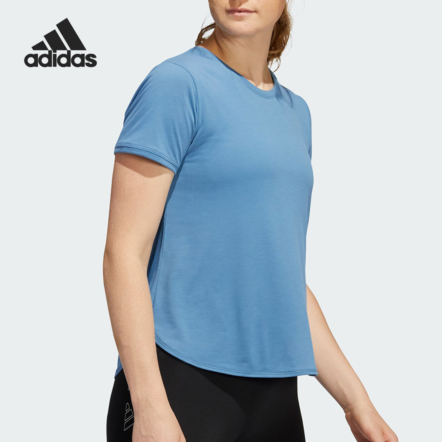 Adidas/阿迪达斯官方正品当季新款女士针织透气运动短袖T恤HD9565