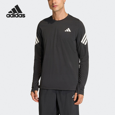 Adidas/阿迪达斯正品2025男士耐穿圆领针织跑步长袖上衣KE6831