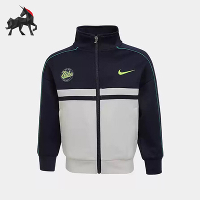 Nike/耐克正品Swosh新款儿童藏蓝白色休闲经典夹克外套IO2773-133