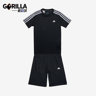 新款 运动休闲夏季 大童短袖 短裤 IC5670 Adidas 套装 阿迪达斯正品