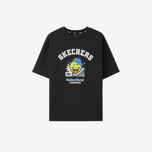 Skechers/斯凯奇正品夏季款儿童针织印花透气短袖T恤衫L225K009