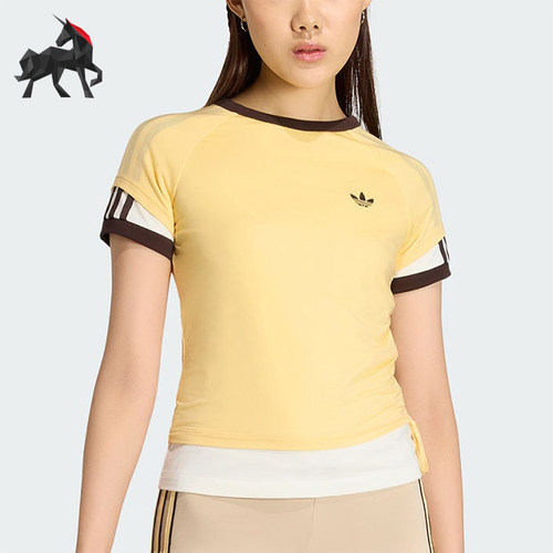 Adidas/阿迪达斯正品三叶草女士圆领双层运动修身短袖T恤KW4526