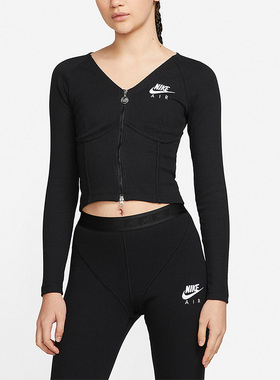 Nike/耐克正品新款女子休闲拉链V领针织开衫DM6067-010