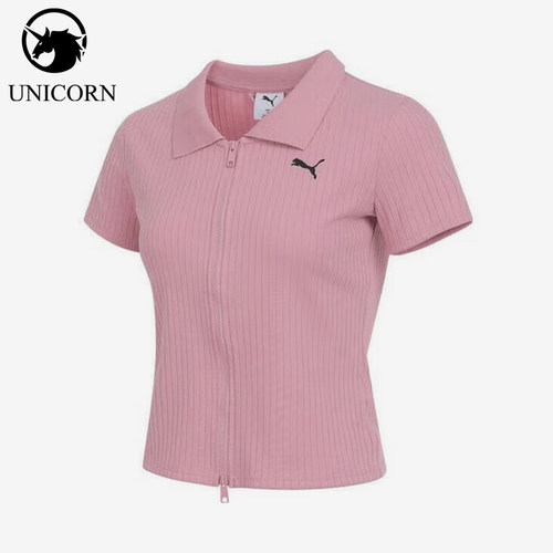 Puma/彪马正品2025女士耐穿短款翻领拉链休闲针织POLO衫634779-65