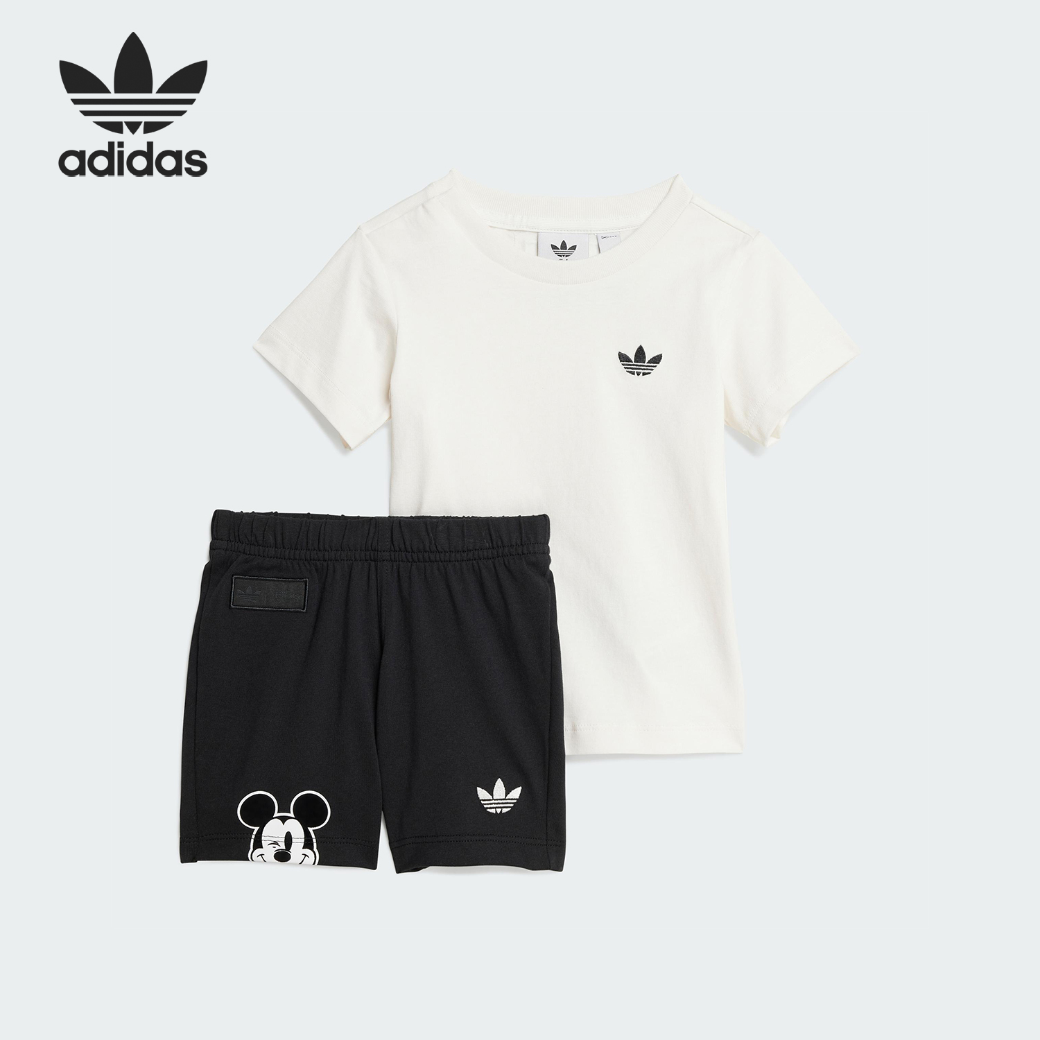 Adidas/阿迪达斯官方正品夏季三叶草婴童运动短袖短裤套装JD0611