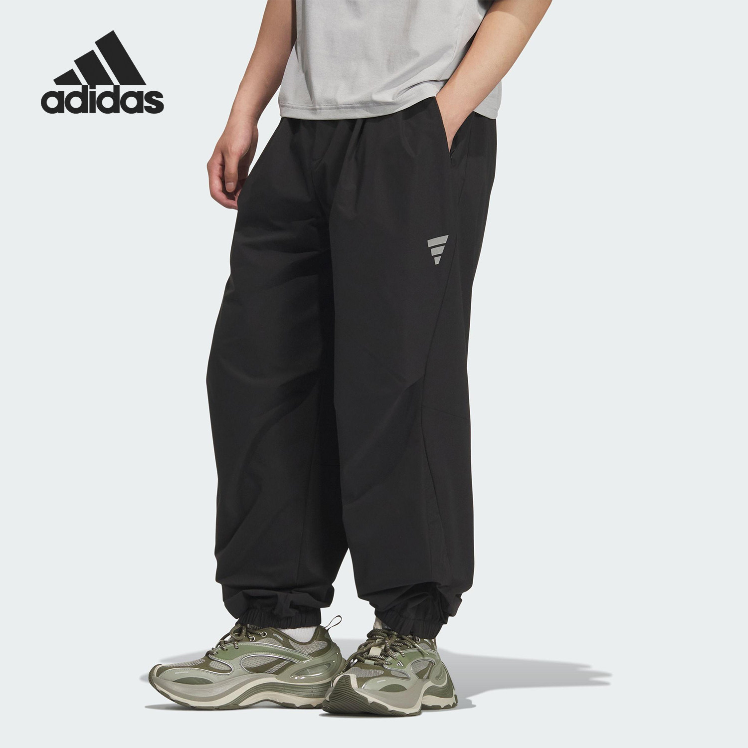 Adidas/阿迪达斯正品2025夏季男士束脚梭织宽松运动休闲裤KC0162