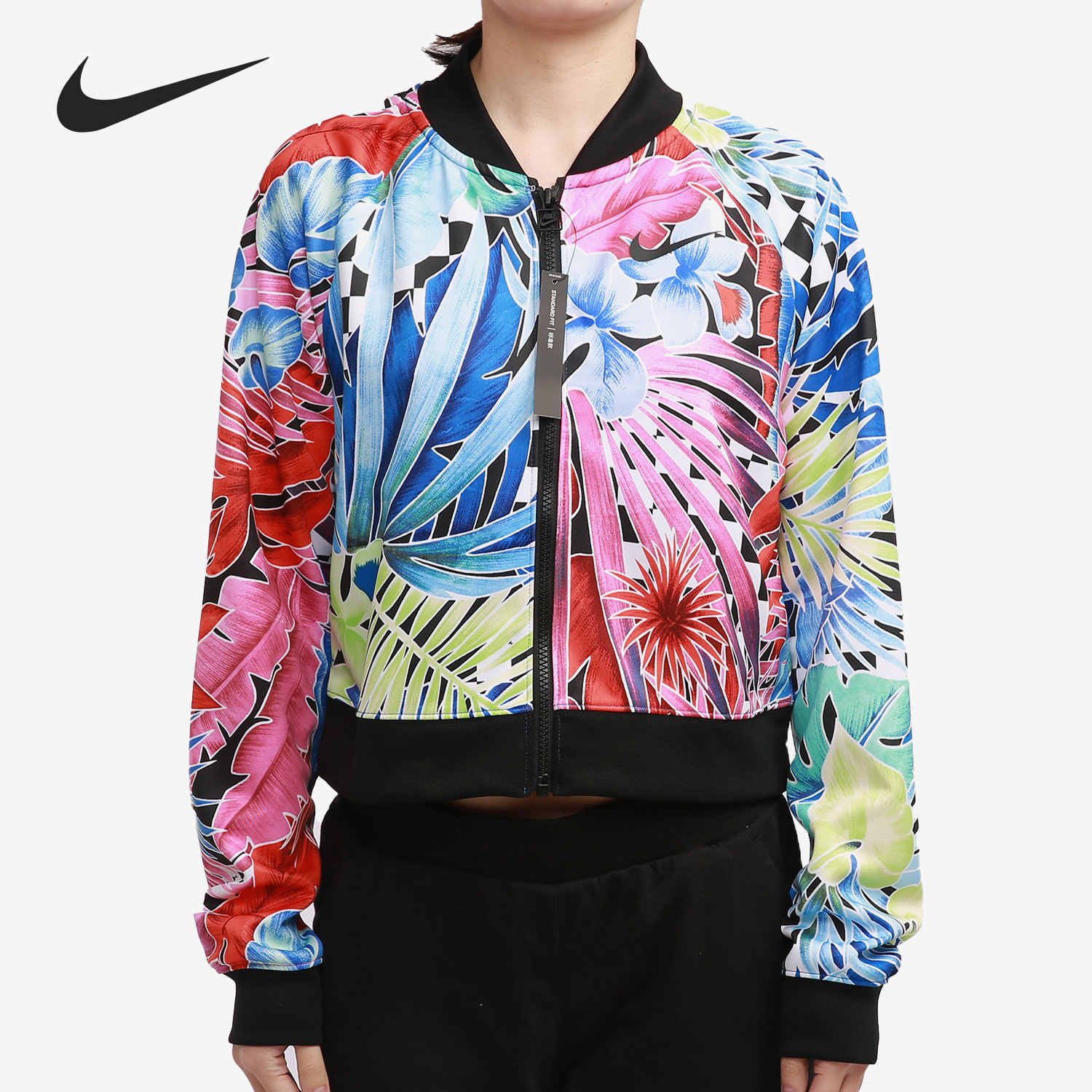 Nike/耐克正品19秋季新款花纹印花立领休闲棒球服夹克外套AR2221