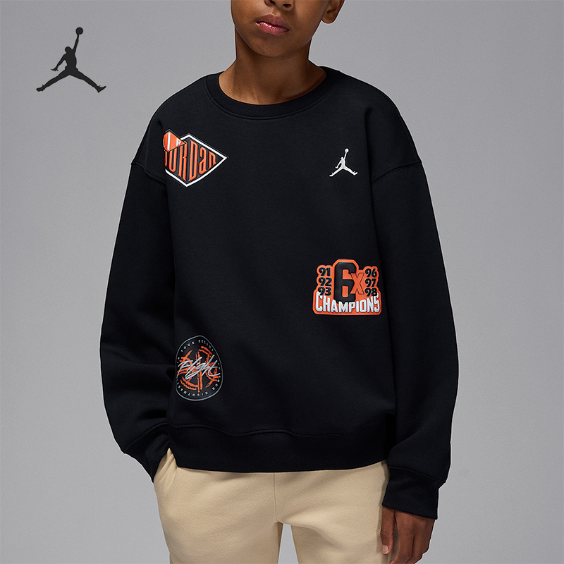 Nike/耐克正品JORDAN GS女子大童休闲圆领套头耐穿卫衣IO6197-045