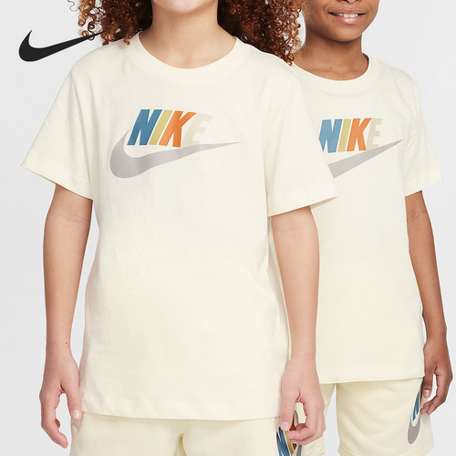 Nike/耐克正品2025大童经典印花宽松运动短袖T恤FZ5178-113