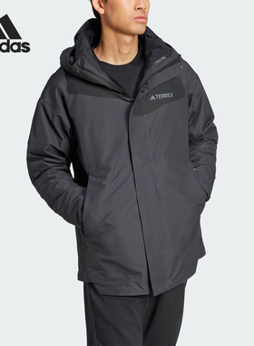 Adidas/阿迪达斯正品户外男士鹅绒内胆三合一冲锋衣IX7937