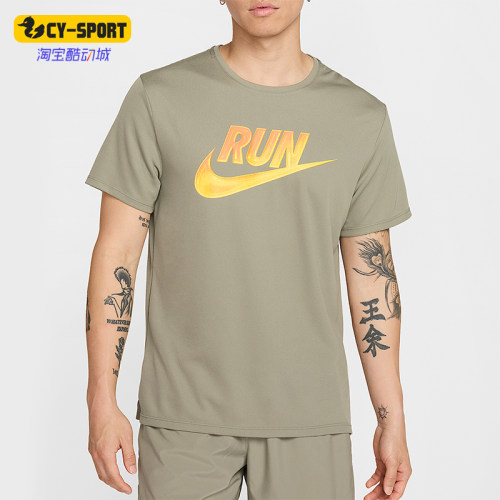 Nike/耐克正品2025男士耐穿运动透气圆领印花跑步短袖HJ3565-320