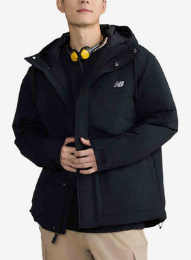 New Balance/NB正品运动男士拉链连帽休闲夹棉外套AMJ43377-BK