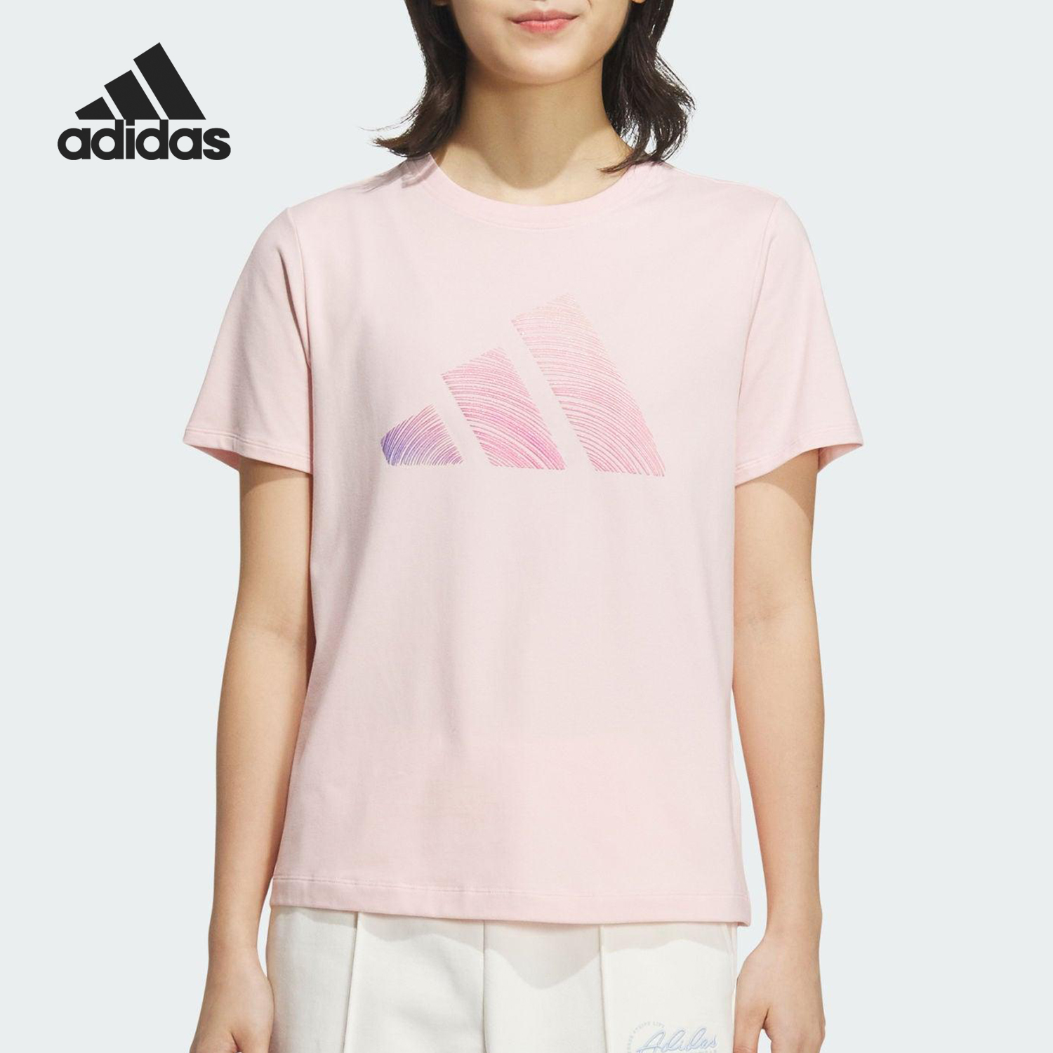 阿迪达斯女士透气运动户外T恤