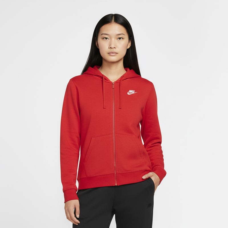 Nike/耐克正品当季新款女士拉链薄绒时尚连帽衫DQ5472-657
