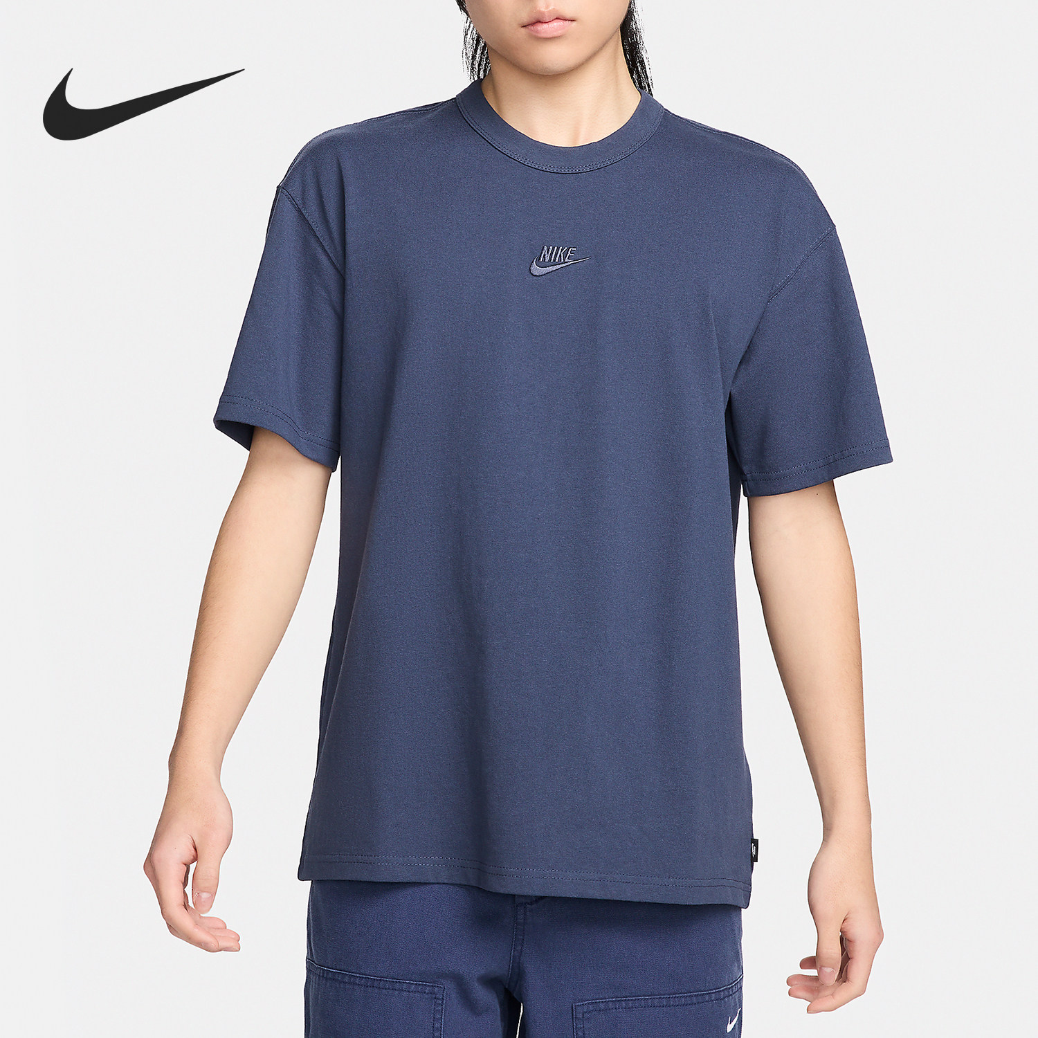 Nike/耐克官方正品舒适男士圆领刺绣套头耐穿运动短袖DO7393-437