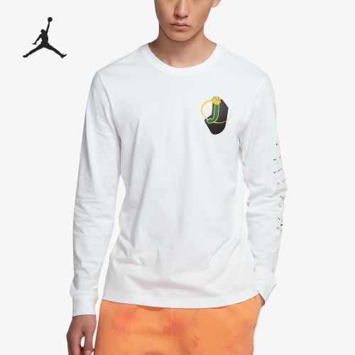 Nike/耐克正品JORDAN男士字母印花圆领休闲经典长袖T恤CT0736-100