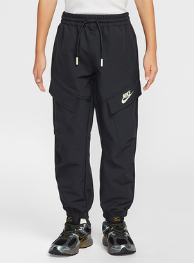 Nike/耐克正品2026春季款小童休闲梭织工装束脚长裤IU5327-010