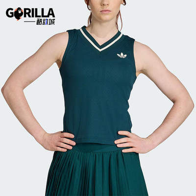 Adidas/阿迪达斯正品三叶草女士休闲修身运动V领透气背心JM4738