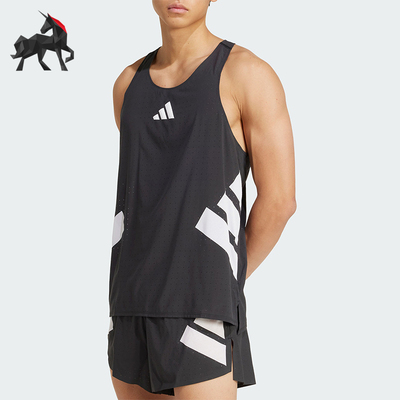 Adidas/阿迪达斯正品夏季男士修身圆领跑步侧开叉背心T恤JM7806