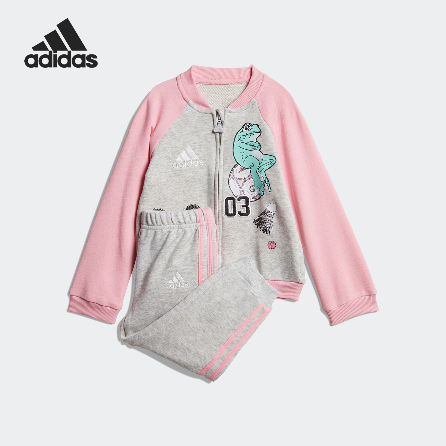 Adidas/阿迪达斯正品2025婴童时尚休闲针织运动套装DV1243