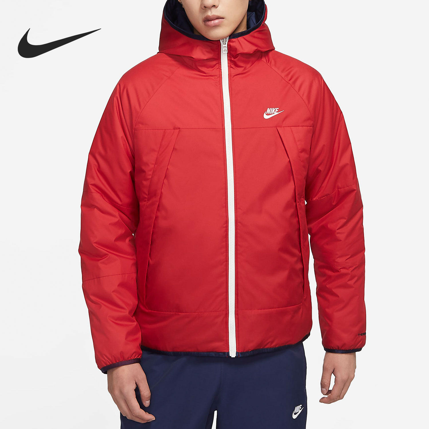 耐克男子连帽双面运动棉服外套