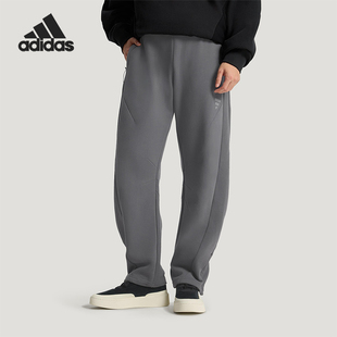 Adidas/阿迪达斯正品2025冬季款男士日常直筒针织印花长裤KH3002