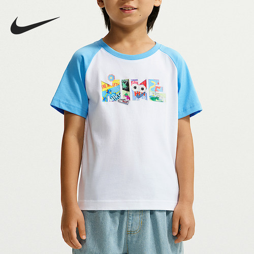 Nike/耐克正品小童休闲时尚简约透气宽松短袖T恤JF1855-100