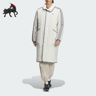 Adidas/阿迪达斯中长款女子毛领翻领保暖防风运动棉服IL8952