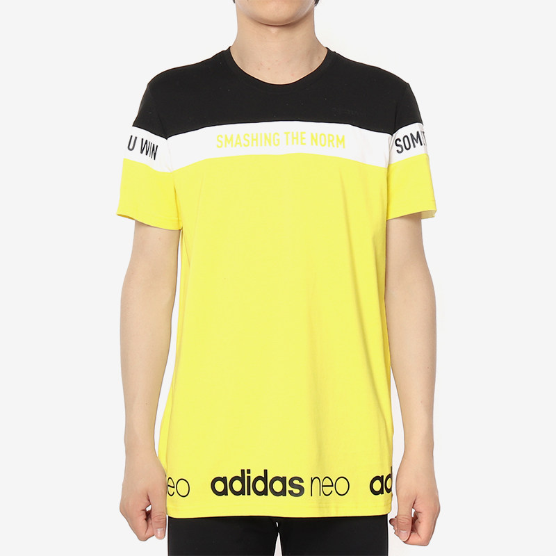 Adidas阿迪达斯正品NEO男透气圆领运动休闲字母印花短袖T恤EJ7074
