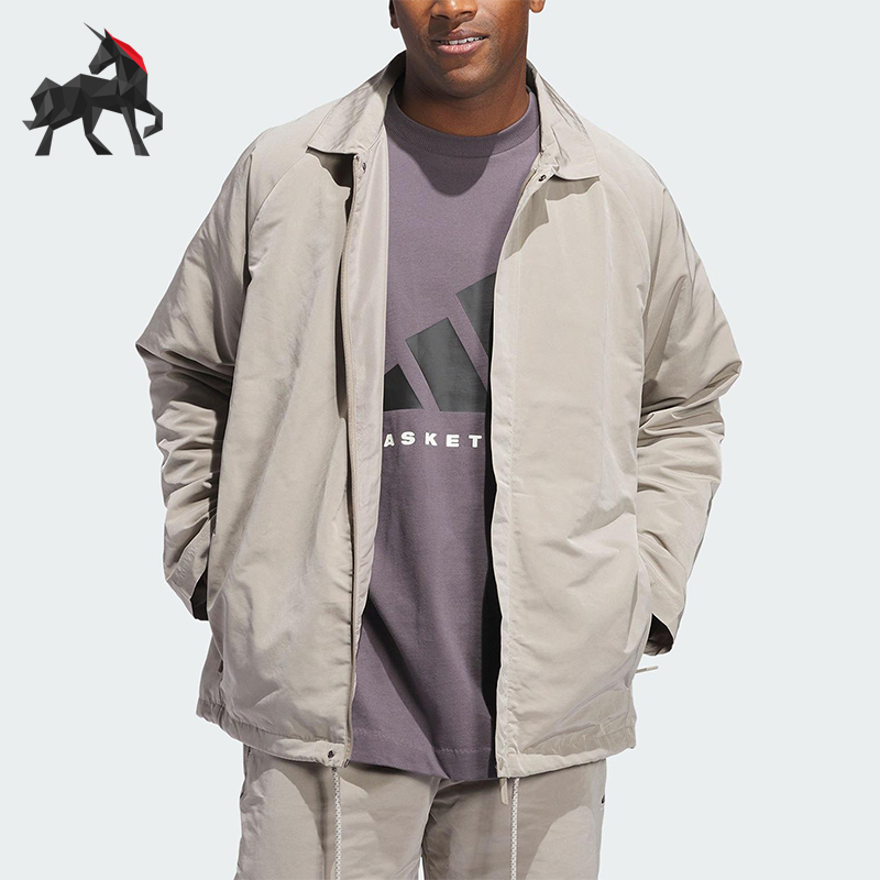 Adidas/阿迪达斯正品JACKET男女同款篮球宽松运动翻领外套JC7843