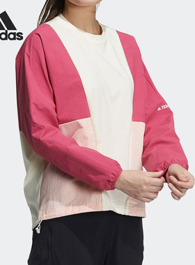 Adidas/阿迪达斯正品新款户外女子运动梭织长袖T恤上衣GN7555