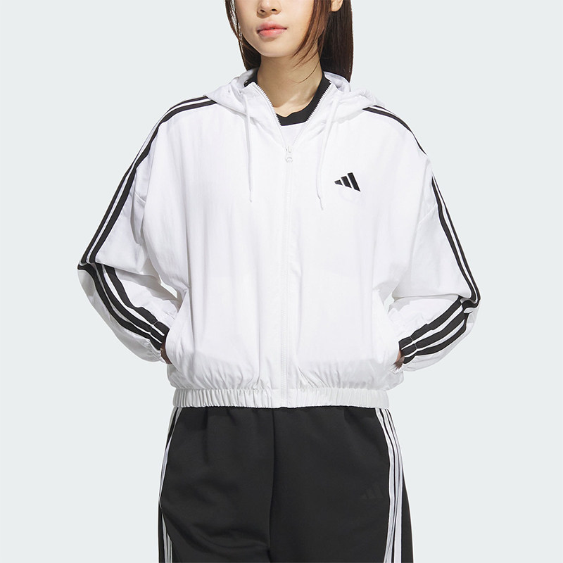 Adidas/阿迪达斯正品W 3S WV WB女士运动短款条纹外套JZ2161图片