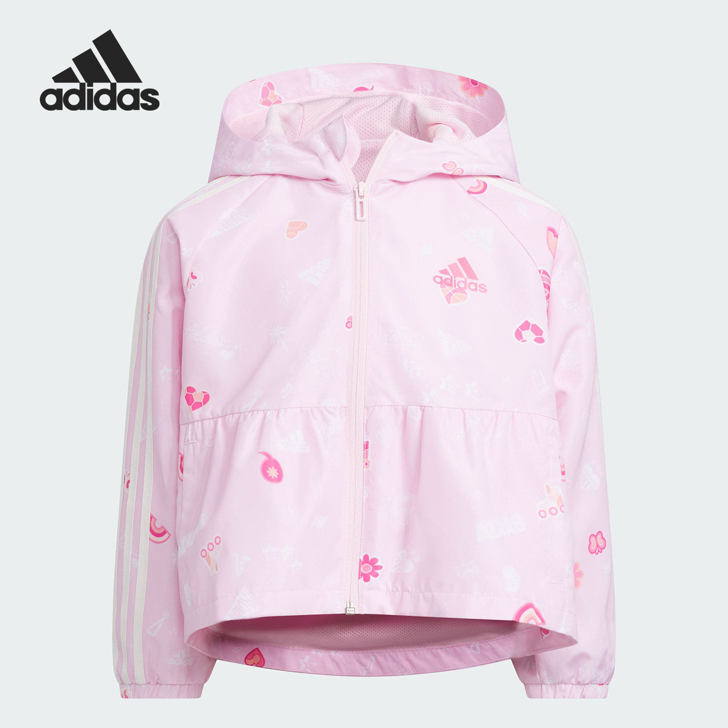 Adidas/阿迪达斯官方正品新款小童印花梭织连帽夹克外套IQ1004