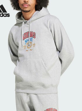 Adidas/阿迪达斯正品三叶草男士针织宽松连帽日常卫衣IX6770