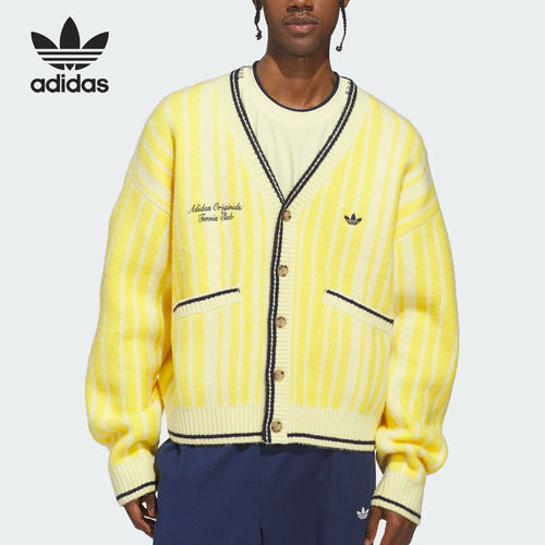Adidas/阿迪达斯正品三叶草男士日常条纹针织开衫外套JZ0499
