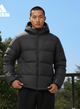 Adidas/阿迪达斯正品2025男士保暖连帽休闲轻便羽绒服KC2478