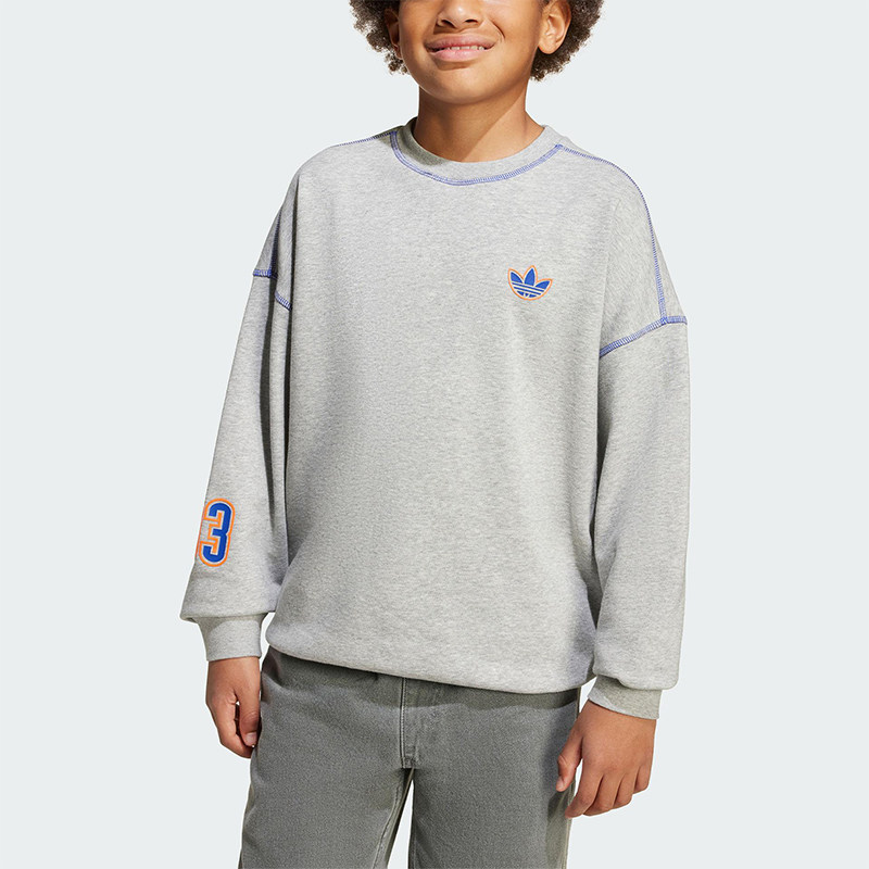 Adidas/阿迪达斯正品三叶草大童套头圆领经典针织运动卫衣JX5269图片