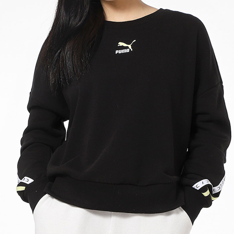 Puma/彪马正品当季新款女子运动圆领休闲串标套头衫531078-01