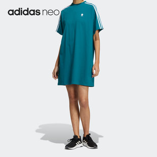 阿迪达斯正品 短袖 Neo夏季 女子长款 连衣裙HD9484 新款 Adidas