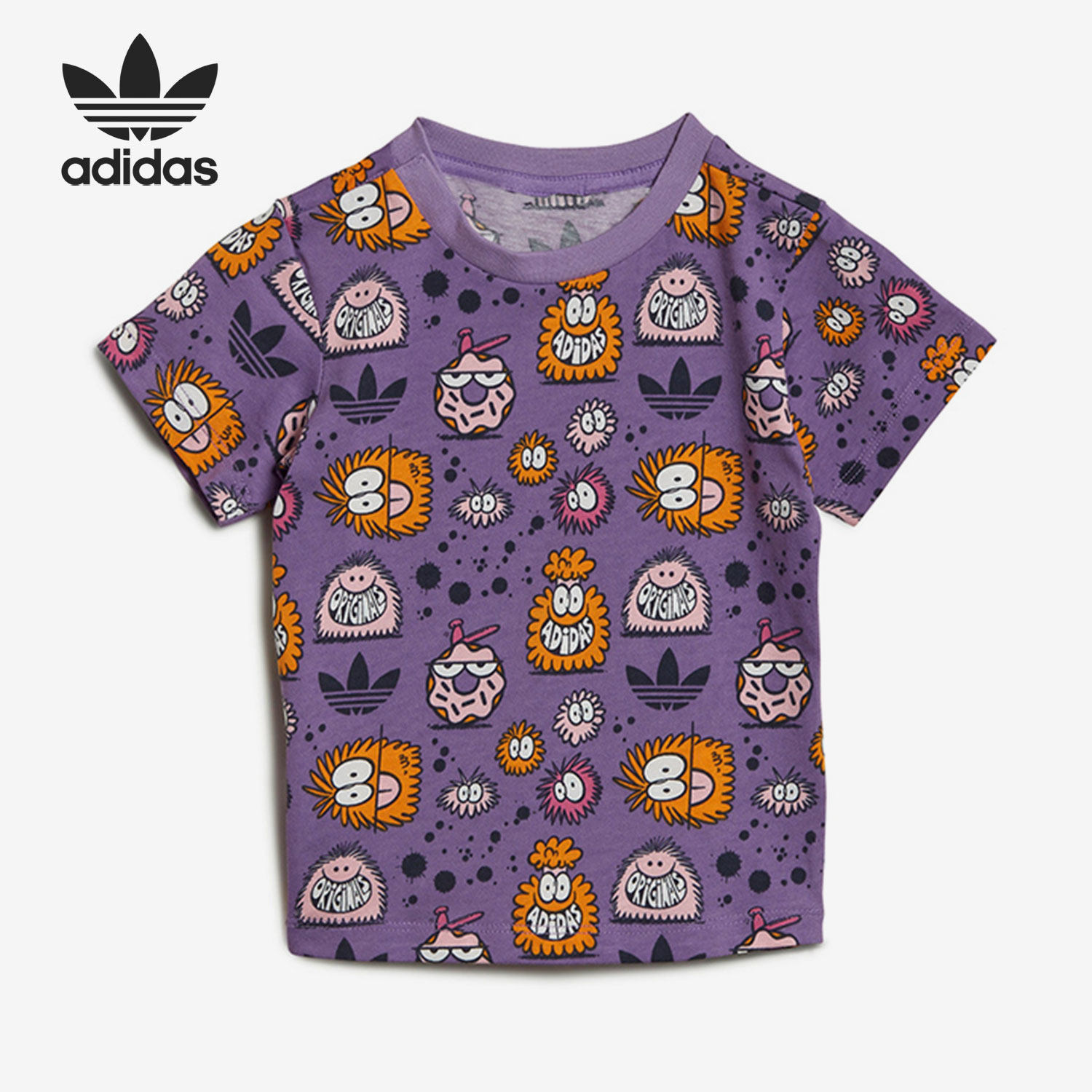 Adidas/阿迪达斯正品三叶草婴童男女小怪兽联名棉质短袖T恤HC1986