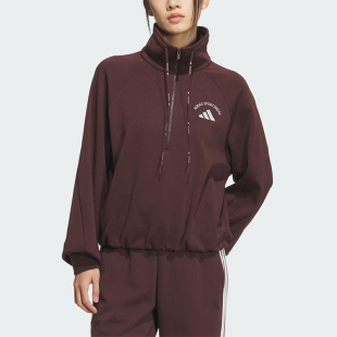 SWEAT女士运动短款 Adidas ZIP HALF 加绒卫衣KC0066 阿迪达斯正品