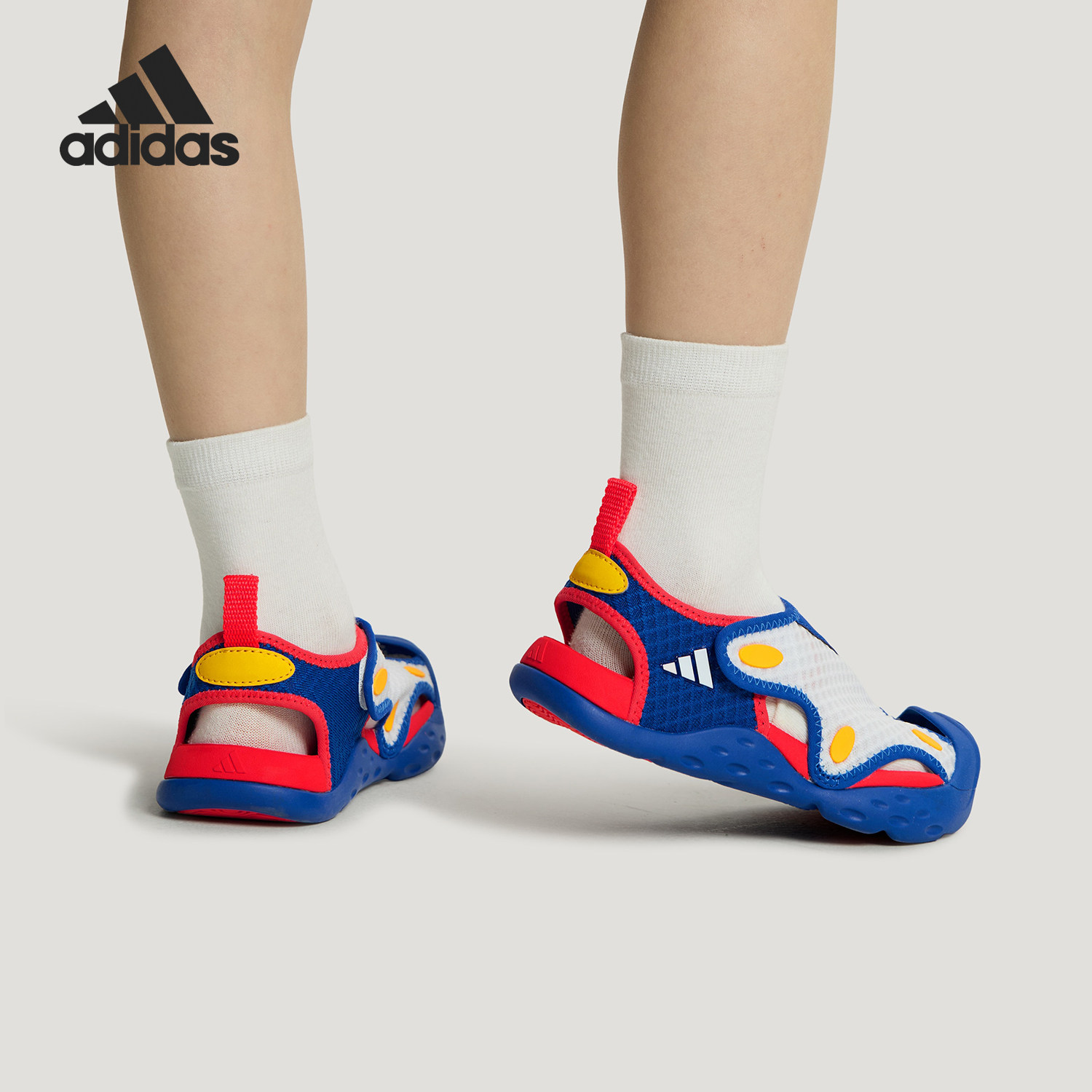 Adidas/阿迪达斯官方正品STARSTRIDE新款儿童白蓝色EVA凉鞋LA2703
