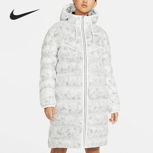 耐克女子中长款连帽运动棉服