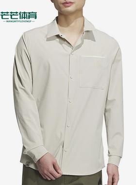 Adidas/阿迪达斯正品新款经典男士休闲翻领长袖衬衫JE8598