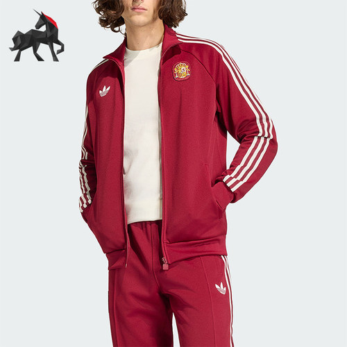 Adidas/阿迪达斯正品三叶草男士立领复古条纹休闲针织外套JZ2254