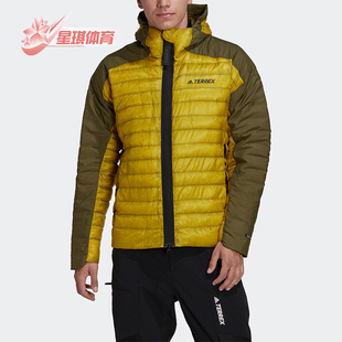 Adidas/阿迪达斯正品冬季男士保暖时尚拼接连帽休闲羽绒服HH9215